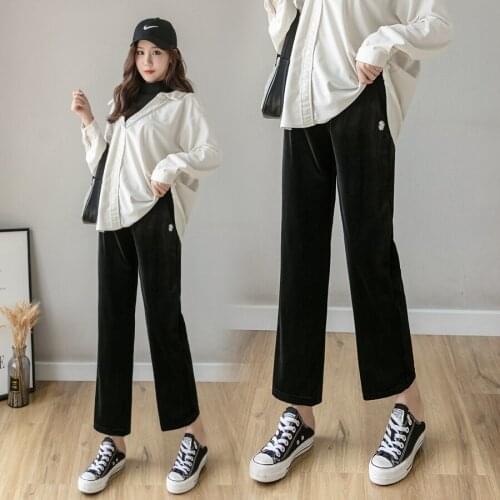 83341# Maternity Pants Spring Autumn Casual Pants Loose Comfy Belly Support Pants Elastic Waist Maternity Trousers