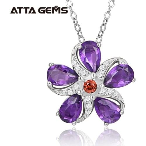 Amethyst 925 Sterling Silver Pendants for Women 2.5 Carats Natural Amethyst Silver Pendant Womens Gifts Christmas Gifts Girls