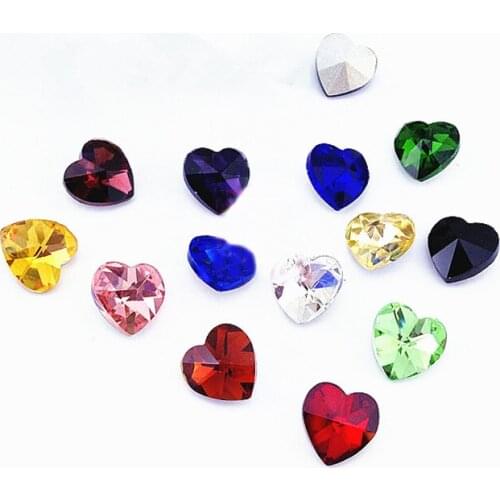 Free Shipping, Fashion 14mm Crystal Glass Heart Shape Beads For Wedding Decoration, Plated With Silver No Hole, 300pcs/lot