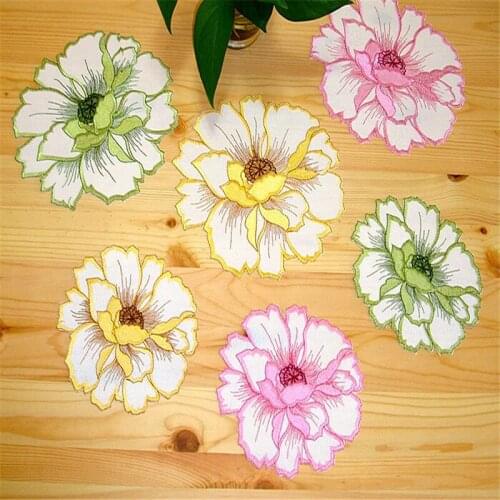 Free Shipping New Organza FLower Coffee Mat Dinning Mixed Mat Placemat Table Clothes Tea Pad Wall Decoration Gift Home Living
