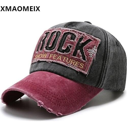 XMAOMEIX Adjustable Size Washed Cotton Baseball Cap For Men Women Distressed Hole Cowboy Fashion Couple Sports Hat Snapback Caps