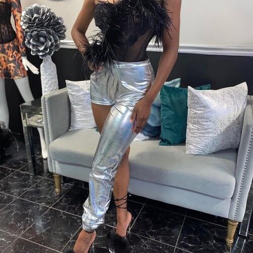 BKLD 2021 Fall Clothes For Women New Sexy Bodycon Irregular One-Leg PU Leather Trousers Harajuku Streetwear Women Cargo Pants