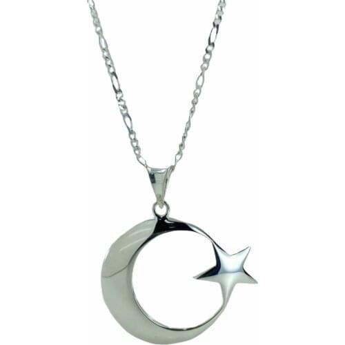 Big size the Moon the stars Figaro 60 cm Chain Silver Necklace