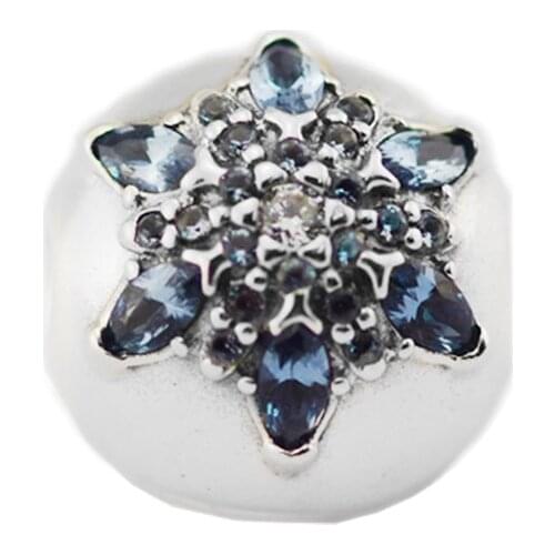 Fit Pandora Bracelet Genuine 925 Sterling Silver Crystalized Snowflake Clip Charm Beads for Jewelry Making Party Gifts for Women