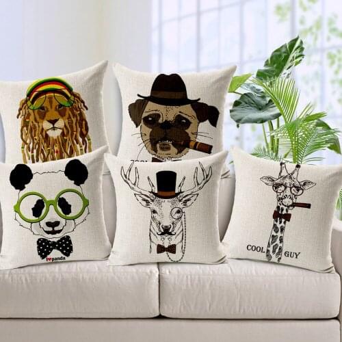 Panda pillow cover, creative cartoon animal Zebra Giraffe deer lion fox dog throw pillow case pillowcase wholesale