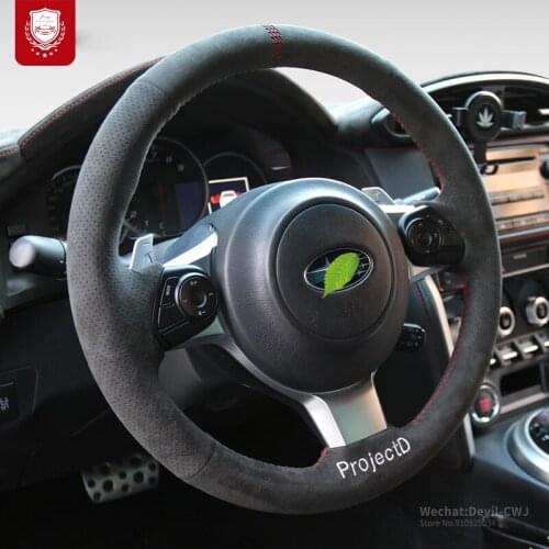 For steering wheel cover Subaru BRZ real Alcantara suede hand-sewn grip cover Premium Auto interior car accessories