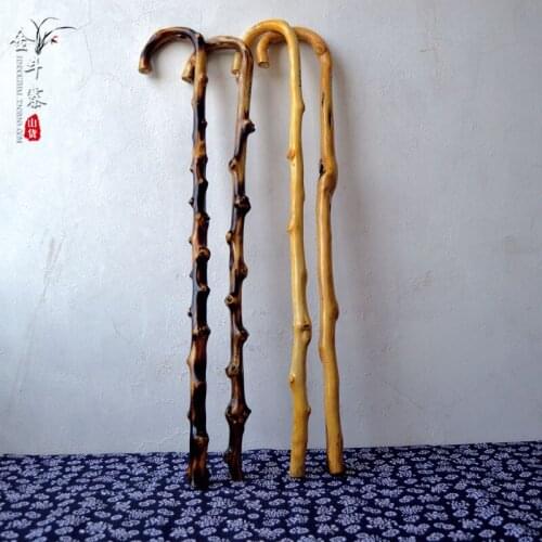Wood wooden stick slip head cane One old wood retro nature rattan cane Fujiki Fujizu wooden stick slip massage