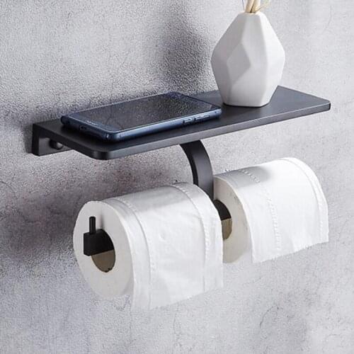 Bathroom Toilet Paper Holders Nickel Aluminum Towel Holder And Phone Holder Wall Mount Toilet Paper Holder Bathroom Hardware