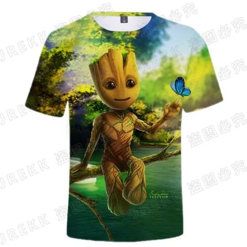 2021 New Summer Groot Super Hero Printed 3D T-shirt Men Women Children Cool Tee Tops Streetwear Cool Boy Girl Kids T Shirts