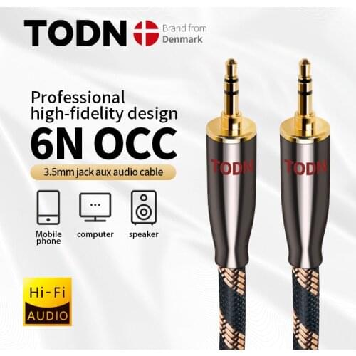 TODN Aux Cable 6N OCC Jack 3.5MM To 3.5MM Audio Cable Jack Speaker For iPhone Computer Car Speaker For iPad For Huawei Xiaomi