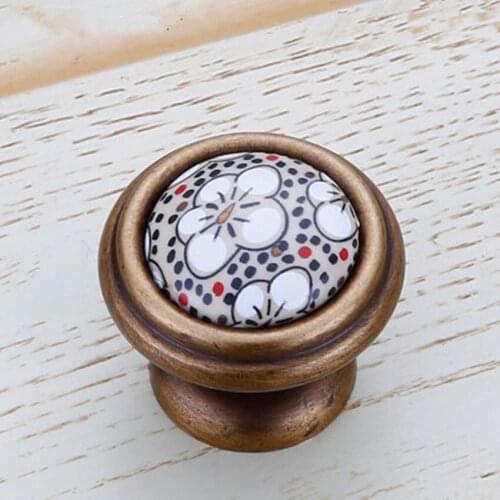 Diameter 32mm Retro style coffee / brown drawer shoe cabinet knob pull Rural Ceramic kitchen cabinet cupboard door handle