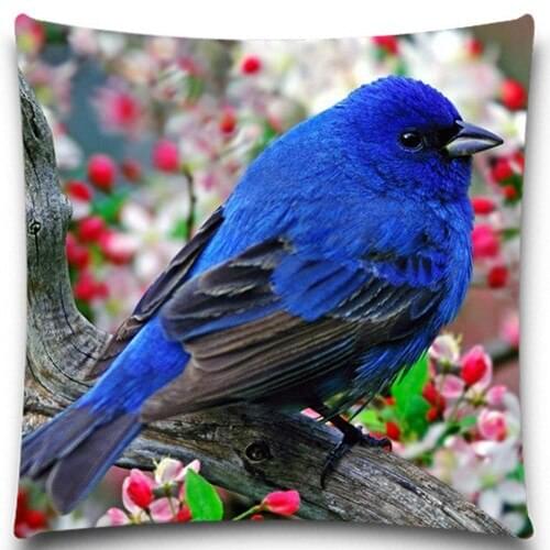 A blue bird on the branch Pattern 18" 5 size Square Pillow case Cotton Polyester Cushion Cover for sofa car home