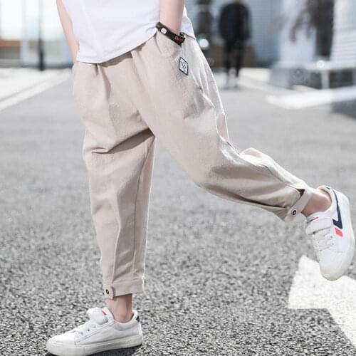 Summer Boys' New Anti-Mosquito Pants Cotton Middle-Aged Childrens Nine-Point Pants Childrens Casual Pants With loose Feet