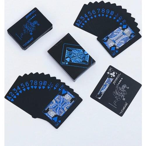 1Pcs Waterproof Black PVC Plastic Playing Cards Set Trend 54pcs Deck Poker Classic Magic Tricks Tool Pure Black Magic Box-packed