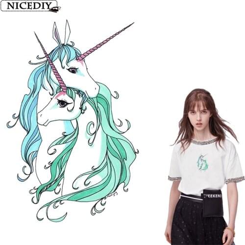 Nicediy Cartoon Unicorn Patches For Clothes Fashion Lady Child Iron On Heat Transfer Vinyl Stickers Patches Applique Cute Things