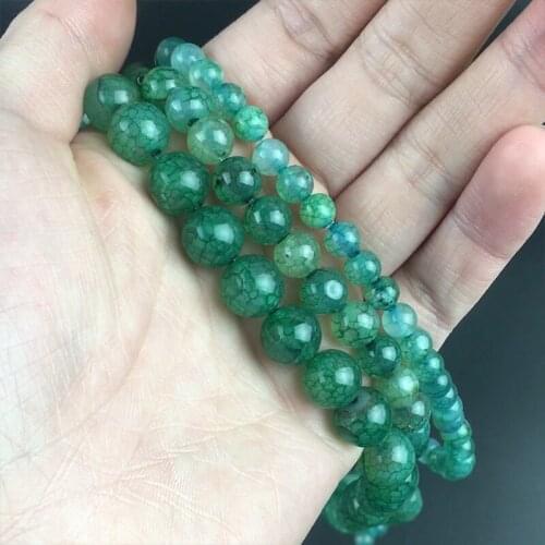 Natural Stone Green Moire Fire Dragon Veins Agates Round Loose Beads For DIY Jewelry Making Bracelet Accessories 15'' 6 8 10mm