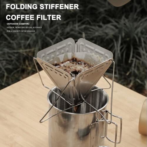 Camping Coffee Filter Portable Stainless Steel Foldable Drip Tea Holder Easy Clean Reusable Pour Over Coffee Dripper
