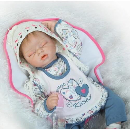 Lifelike 22'' 55cm silicone Reborn Baby Doll sleeping fashion Girl Baby Doll Toy For Sale Child Christmas Gift play house toy