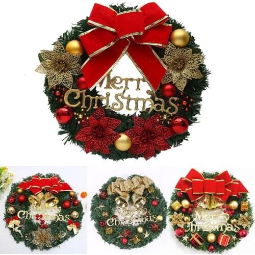 30cm Christmas Wreath Front Door Hanging Garland Christmas Decorations For Home DIY Xmas Tree Ornaments Navidad New Year Wreath