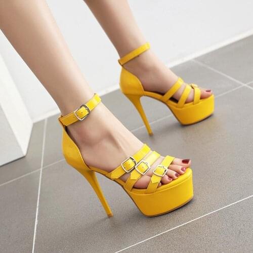Brand Elegant sandals Women High Heels Pumps Super high heel 13cm Womens Banquet sandals waterproof platform toe sandals 33-48