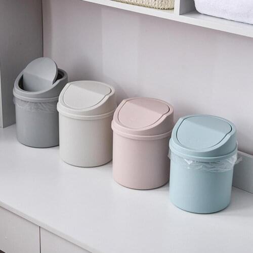 Cute Desktop Waste Bin Household Table Sundries Plastic Office Supplies Trash Can Mini Sitting Room Toilet Dustbin Barrel Box