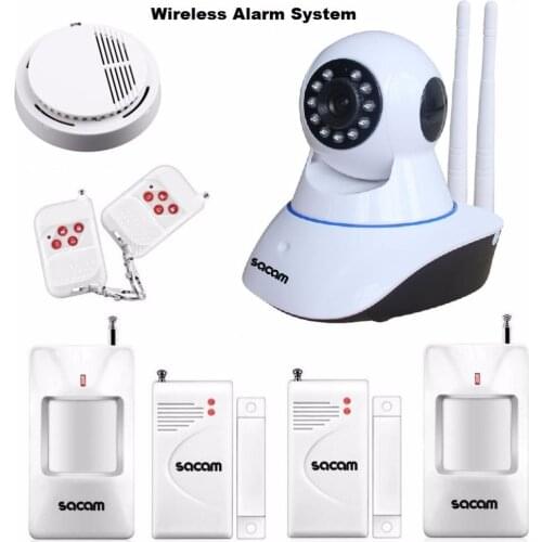 Alarm Systems Security Home Wireless IP Camera WiFi HD 720P Intruder Alarm House Burglar Kit Door Sensor PIR Detector CCTV Siren