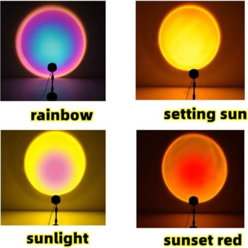 Sunsets Led Projection Light 180 Degree Rotation Romantic Visual Led Light Net Red Light and USB Modern Floor-standing for