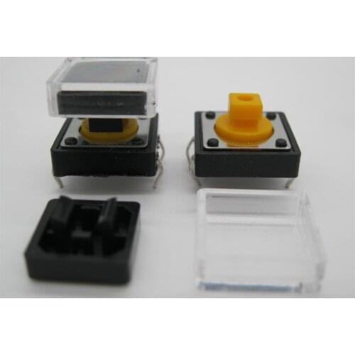 50pcs B3F Tactile Push Button Switch+black color hat 50pcs+transparent cap 50pcs Momentary Tact Touch Micro switch 12x12x7.3mm