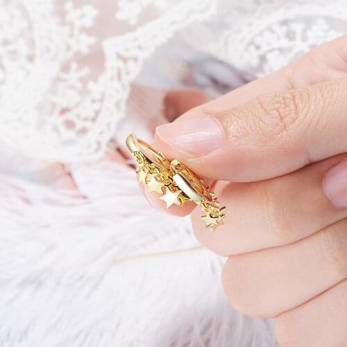 Todorova European Endless Circle Small Hoop Earrings Gold Color Simple Star Earring for Women Chic Bijoux Jewelry Drop Shipping