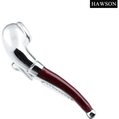 Unique Red Brown Tobacco Pipe Pattern Neck Tie Bar Clamp Mens Necktie Pins Fashion Tie Clips Gift for Father