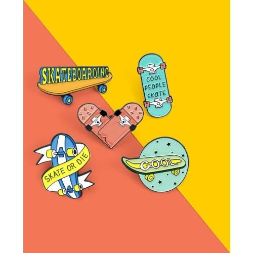 Skate or Die Enamel Pin Fun Cool Sports Skateboarolng Brooches Bag Lapel Pin Cartoon Badge Jewelry Gifts for sports lovers