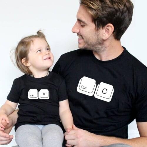 CTRL + C CTRL + V Family T-Shirt Father and Son Daughter Tshirts Matching Oufits Dad Baby Family Look Summer T Shirt Tops 1PC