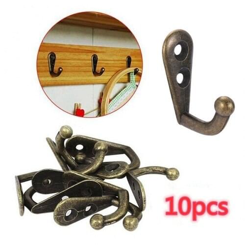 10PCS Mini Wall-mounted Vintage Cloth Hanger for Coats Hats Towels Keys Clothes Doors Hangers Home Decoration