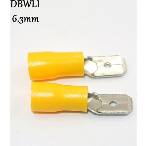1000pcs/lot Yellow 12-10AWG INSULATED 6.3mm 1/4" Male BLADE CRIMP TERMINALS CABLE/WIRE CONNECTORS