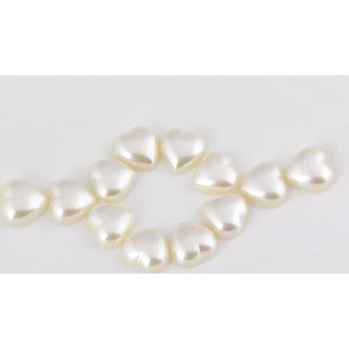 20pcs Shiny Heart Shape Flat Back Imitation Pearl ABS Bead Superior Quality Earring Necklace Accessories Ornament Jewelry Making