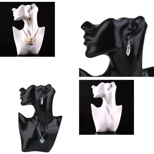 2xNecklace Pendant Display Earring Bust Jewelry Holder Stand Half Body Mannequin