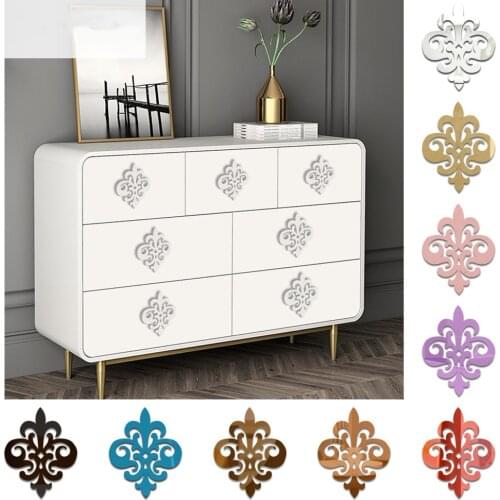 4pcs/Set Color Acrylic Mirror Sticker For Bedroom Study Cabinet Furniture Decoration Decal DIY Home Design Art Decor Accessories