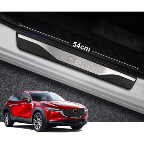 Car Door Sill Cover Trims For Mazda 2019 2020 CX-30 Cx30 Cx 30 Auto Scuff Plate Pedal Protector Styling Accessories Sticker 4pcs