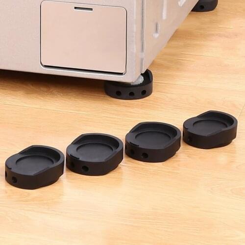 4 Pieces Anti-Walk Silent Feet Anti-Vibration Washer and Dryer Machine Floor Pads (Black)