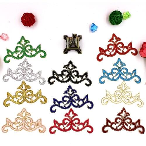 YACKALASI 5 Pcs/Lot Gold Embroidery Lace Appliques Iron on Cosplay Fabric Appliqued Gold Metallic Patches 9.5CM*6.8CM