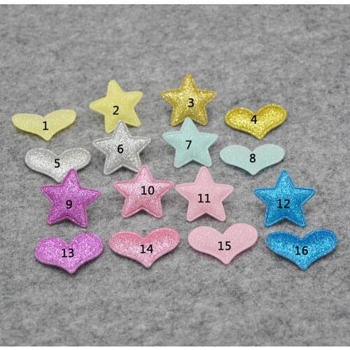 80pcs shiny heart and star Padded Patches Appliques For Clothes Sewing Supplies DIY Hair Bow Decoration free shipping