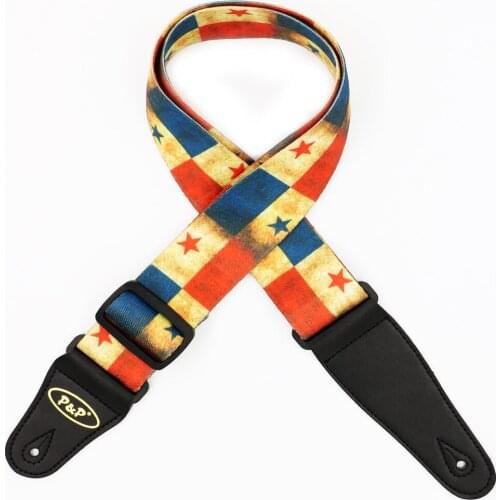 Patriotic Star Pattern Guitar Strap Electric Guitar Acoustic Guitar Folk Guitar Bass Strap