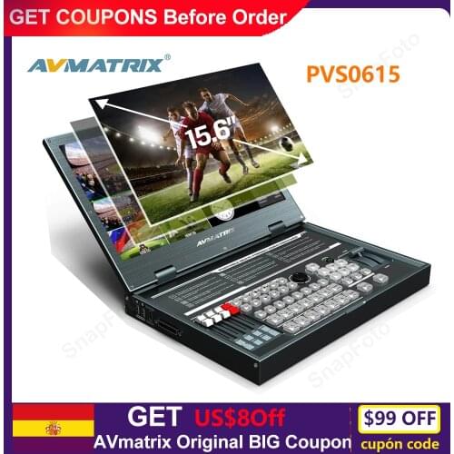 AVMATRIX PVS0615 Multi-Format Video Switcher Portable Mixer with 15.6 inch FHD LCD Display 6 Channel Inputs