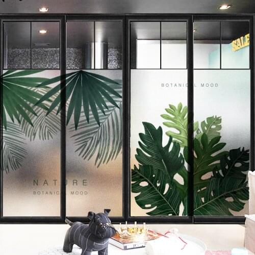 No glue leafs Glass Window Film Frosted Privacy Glass Sticker Home Decor Fashion Modern window stickers YYLZ1002