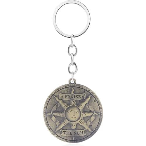 Game Dark Souls Solaire of Astora Praise The Sun Round Shape Shield Alloy Keychain Keyring Key Chains Accessories