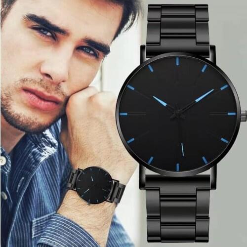New Minimalist Men Fashion Casual Watches Simple Men Business Stainless Steel Mesh Belt Quartz Watch Relogio Masculino Gift