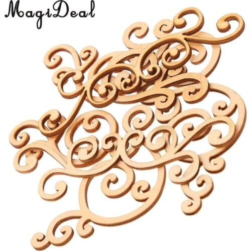 8x 9-12cm Cut Wooden Shape Flourish Classical Wooden Plants Embellishments for Scrapbooking DIY Crafts Wedding Party Decoration