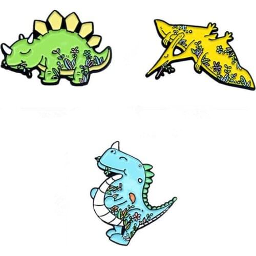 Dinosaur Lapel Pins Mini Enamel Badges Anime Brooches On Backpack Cute Hijab Pins Decorative Badges Brooch Jewelry For Clothes