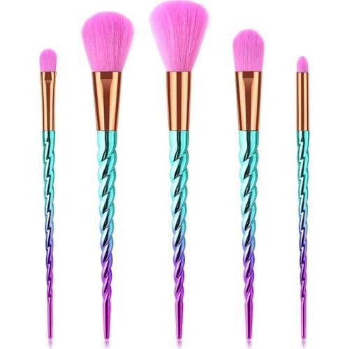 GUJHUI 5pcs Unicorn Brushes Set Mermaid Diamond Colorful Foundation Blending Power Makeup Brush Cosmetic Beauty Tool pinceaux