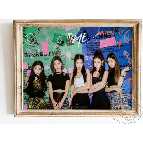 Korea Female Group ITZY Vintage Poster, K-pop Music Star Beauty Portrait Wall Stickers, Cool Girl Street Art Home Decor Prints